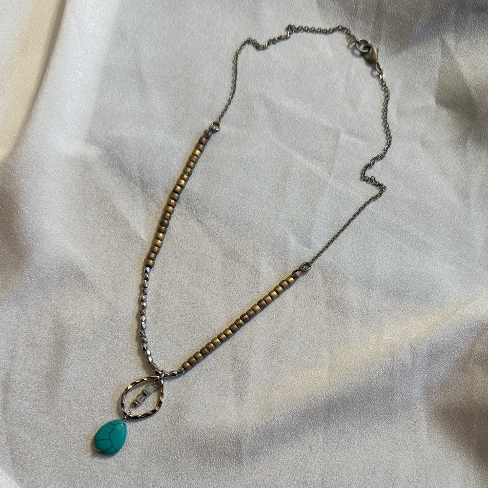 Silver and Turquoise Pendant Necklace